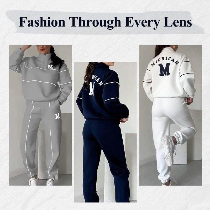 Womens 2 Piece Outfits Lounge Hoodless Pullover Sweatshirt Sweatsuit Sets Sweatshirt Baggy Fashion Sweatpants With Pockets - Pre2brand