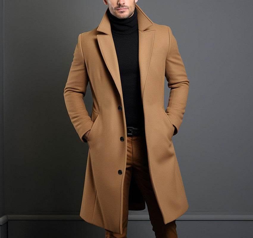 Woolen Men's Mid - length Trench Coat - Pre2brand
